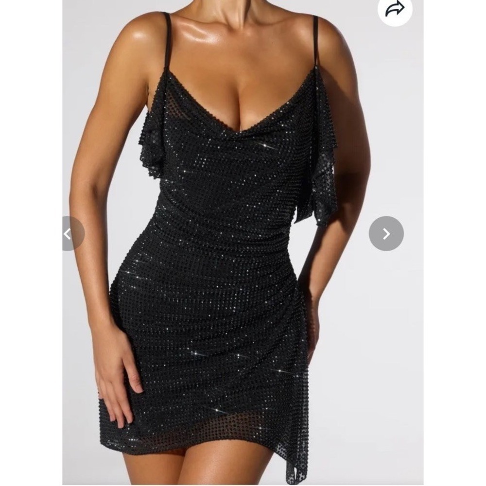 NWT Oh Polly Perla Embellished Corset Kaftan Homecoming Mini Dress Black Size 10